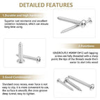 317 Pieces #6#8#10#12 Phillips Pan Head Self-Tapping Screws, Wood Screws Assortment Kit, 304 Stainless Steel - size: #6#8#10#12