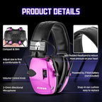 ZOHAN Electronic Shooting Earmuffs Built in Ambient Sound Amplifier, Hearing Protection for Shooters, NRR 23dB Noise Reduction, Ideal Gun Range Ear Protection Headphones for Hunting-Black&Purple - color: With Patches-black&purple