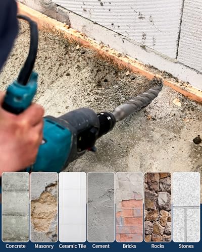 3/8 Inch x 12 Inch SDS Plus Rotary Hammer Drill Bit, Firecore Tungsten Carbide Long Drill Bits for Concrete Masonry Ceramic Tile Cement Walls Brick Rocks Stone, Brocas para Concreto - size: 3/8 in.