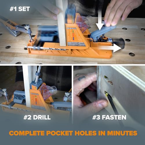 BORA Automatic Pocket Hole Jig Kit with 800 pc Screws - size: Auto Jig w/ 800pc Fine Screws