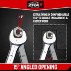 zhax 9mm Metric Combination Wrench, 12 Point Box End, 15 Degree Offset Design, Mirror Polish Finish, Forged CR-V Steel, Hand Tools for Mechanics, Ideal for Auto and Home Repair - size: 9mm