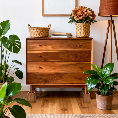 Wooden Bed Risers 5 Inch Heavy Duty, Support 2500 lbs, Brown - color: Retro Brown, size: 5"H(Inner 4"H)