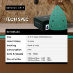 Serious Grit - 4" x 6" Delta P150 Grit Sanding Sheets - 50 Pack Box - size: 150 Grit
