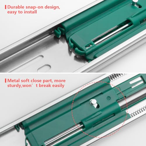homdiy 10 Pairs Soft Close Drawer Slides 18 Inch Heavy Duty Side Mount Rail - color: Silver, size: 18 Inch