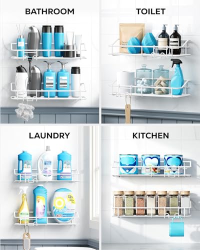 Nieifi Shower Caddy Adhesive, Shower Shelves, Shampoo Holder for Bathroom - color: White, size: 2 Pack