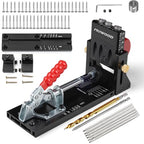 Pocket Hole Jig, Adjustable Jig Pocket Hole System, Woodworking Tools for Strong Joints, Adjustable Drill Guides for Materials 12-42mm Thick (HJ01)