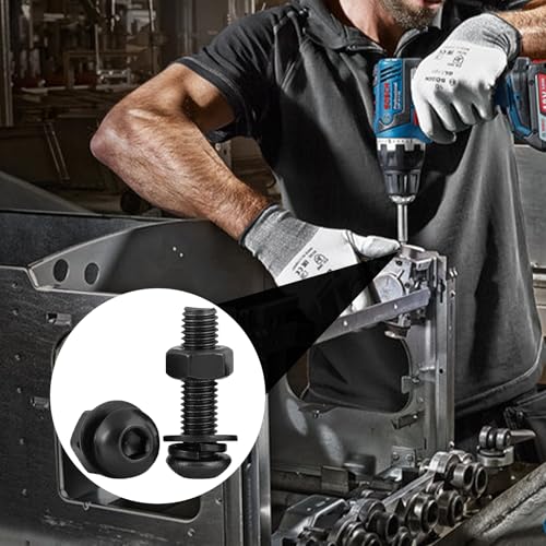 20 PCS M6*16 Cup Head Nuts and Bolts, Hex Head Bolt, Furniture Spare Parts, Crib Bolts Replacement Kit, Fully Threaded, Black Oxide Furniture Screws Connector for Chair Furniture Cots Beds - size: M6*16