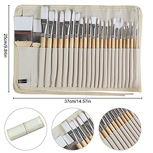 Paint Brushes Set of 24 Pieces with Canvas Brush Case