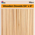 Wooden Dowel Rods 6 inch - 1/4 Hardwood Dowels - Craft Dowels for Woodworking Project 50 pcs - for Model Building Games Kids Crafts Handmade Gifts Home Decor - 1/4 - size: 1/4 - 6inch - 50pcs