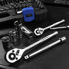 EPAuto 69 Pieces 1/4-Inch & 3/8-Inch Drive Socket Set, Pear Head Ratchet - size: 69 Pieces