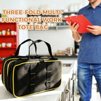 Roll Up Tool Bag with 2 Handle Wraps, Foldable Tool Roll Bag with 3 Translucent Zipper Compartments, Portable Oxford Cloth Small Tool Bag