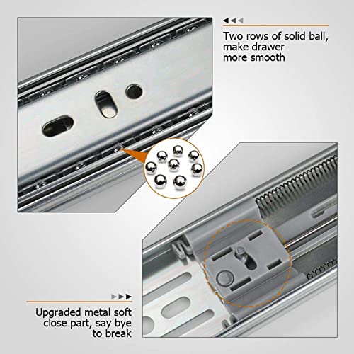 LONTAN 1 Pair Soft Close Drawer Slides 18 Inch Heavy Duty Cabinet Rails - color: Silver-Soft Close, size: 18 Inch - Drawer Slide