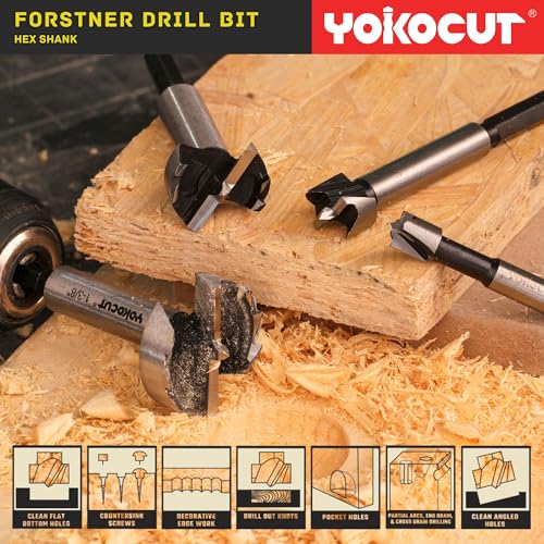 Forstner Bit Set 8Pcs Hex Shank, Wood Drill Bits Set with Multi Sided Shank, Forstner Bits for Woodworking - style: 8PCS Forstner Bits Set