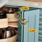 ANGSTROM 2-Pack Lazy Susan Cabinet Hinges, Full Overlay Concealed European Style for Outer Corner Door, 3D Adjustable Clip-On (135-Degree) - size: 135deg