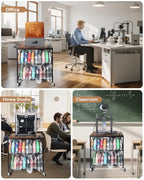 3D Printer Stand with Filament Storage, Heavy Duty Rolling Printer Cart on Wheels with Built-in Power Outlet, Small 3D Printer Table for Organizer Filament Spools, Workshop Office Garage Studios,Brown