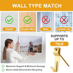 KURUI Picture Hangers, 385Pcs Picture Hanging Kit with Heavy Duty Picture Hanging Hooks, Sawtooth, Hardware Nails and Picture Hanging Tool, Wall Hangers for Frame, Painting, Art, Photo (Gold) - color: Gold