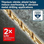 BOSCH TI2151IM 1-Piece 3/8 in. x 5 in. Titanium Nitride Coated Metal Drill Bit Impact Toughwith Impact-Rated Hex Shank for Applications in Heavy-Gauge Carbon Steels, Light Gauge Metal, Hardwood - size: 3/8 in (Pack of 2), style: Industrial