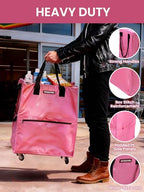 WORKPRO Medium Rolling Grocery Bag, 18-Gallon Rolling Tote with 4 Wheels - color: Pink, size: Medium