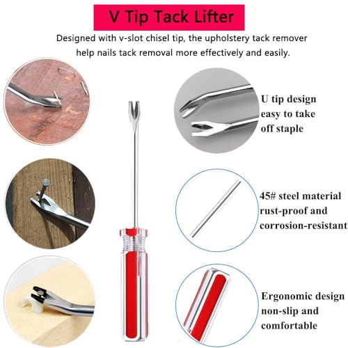 Construction and Upholstery Staple Remover Tack Puller Nail Remover Tool Set Nail Puller Plier, Staple Puller, Tack Lifter, Fastener Remover, for Furniture Floor Wall Wooden Case Car Photo - color: 4 Pcs