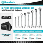 DURATECH 8-Piece Ratcheting Wrench Set, SAE, 5/16" to 3/4" - size: Set（5/16" to 3/4"）