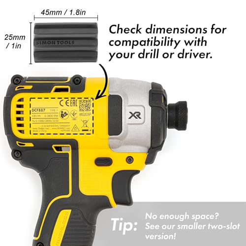 Simon Tools Magnetic Bit Holder for Impact Drivers and Drills - Super Strong Adhesive - Drill Accessory That Fits Most drills: Dewalt, Makita, Klein, Bosch and Milwaukee Bit Holder - size: 1-Pack