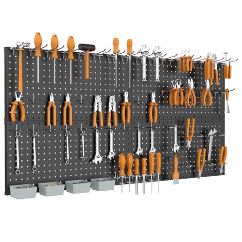WALMANN 4 PCS 12x24 in Pegboard Panels, 24x48 in Wall Tools Pegboard - color: Black 12"*24", size: 24"*48"