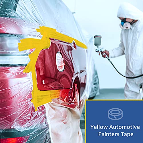 Yellow Painter's Tape,0.7" x 60 Yards x 3 Rolls (180 Yards Total) - Medium Adhesive Masking Tape for Painting,Labeling,Automotive Refinish (Pack of 3) - color: Yellow, size: 0.7", 60 yards (Pack of 3)