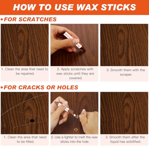 Wood Furniture Repair Kit 12 Colors, Wood Filler Putty with Filler Sticks