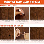 Wood Furniture Repair Kit 12 Colors, Wood Filler Putty with Filler Sticks