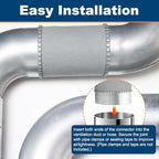 Flexible Duct Connector 3" Galvanized Steel Male Fit Silver 2Pcs - size: 3 Inch