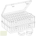 Bead Organizer Box, 72-Pcs Mini Clear Bead Storage with Lid, 2 Pack