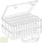 Bead Organizer Box, 72-Pcs Mini Clear Bead Storage with Lid, 2 Pack
