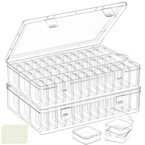 Bead Organizer Box, 72-Pcs Mini Clear Bead Storage with Lid, 2 Pack