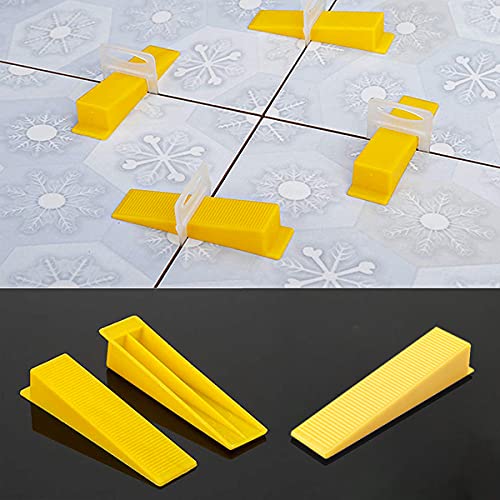 【Upgrade Version】Tile Leveling System 1/8" Kit, 300 pcs Tile Spacers Clips, 100 pcs Reusable Wedges and 1pc Floor Tiles Pliers for Bath Room, Living Room Floor & Wall, Tile Tools Easy Installation