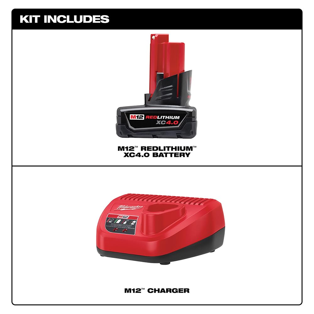 Open Box -  Milwaukee 48-59-2440 M12 12-Volt Lithium-Ion XC Battery Pack Charger Kit