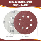 160 PCS 5 Inch Sanding Discs, 60 80 100 120 180 240 400 600 Grit