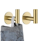 JQK Self Adhesive Towel Hook Gold, No Drill Stick on Coat Robe Clothes Wall Hook for Bathroom Kitchen Garage 2 Pack, 304 Stainless Steel Brushed Gold, ATH110-BG-P2 - color: Brushed Gold, size: 2 Pack