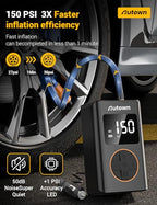 AUTOWN Flat Tire Repair Kit with Air Compressor, Professional Tire Plug Kit