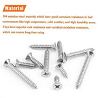 #14 x 3/4" 1" 1-1/4" 1-1/2" 2" Wood Screws Set, HELIFOUNER 52 Pieces Phillips Countersunk Head Self-Tapping Screws Assortment Kit, Phillips Flat Head Wood Screws, 304 Stainless Steel - size: #14