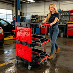 Auto Detailing Cart with Wheels, 3 Tier Rolling Detail Cart - color: Top