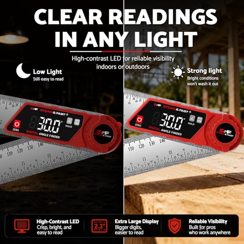 S&F STEAD & FAST Digital Angle Finder with Case & Lock, 7 Inch / 200 mm - color: Black