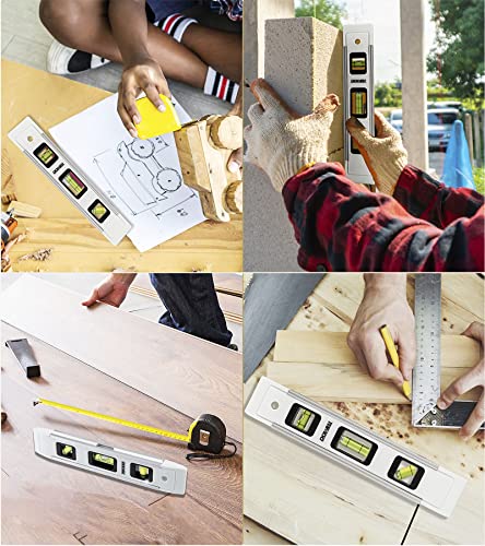 DOWELL 9 Inch Magnetic Spirit Level, Leveler Tool, 3-Pack, White - color: 3pcs-white