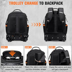 AUROPEAK Rolling Tool Backpack, 47 Pocket Heavy Duty Tool Bag with Wheels - size: 1.57" Wheel