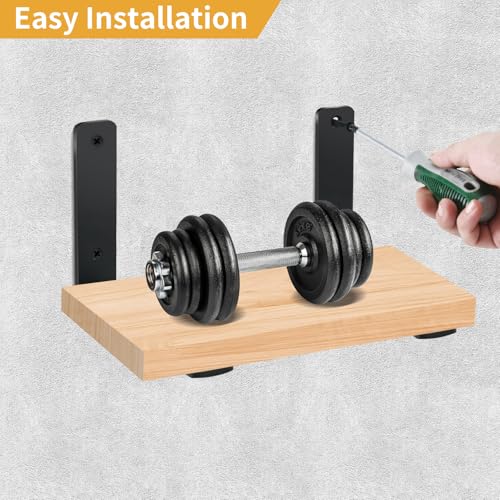4 Pack - L 8" x H 6" x W1.5, 5mm Thick Black L Shelf Bracket, Iron Shelf Brackets, Metal Shelf Brackets, Floating Shelf, Shelf Supports with Screws - size: 8''x6'', style: Black 4 Pack