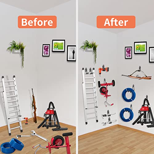HUPBIPY 12 Pack Garage Hooks Heavy Duty, Wall Mount Ladder Hooks - color: 12 Pack Orange