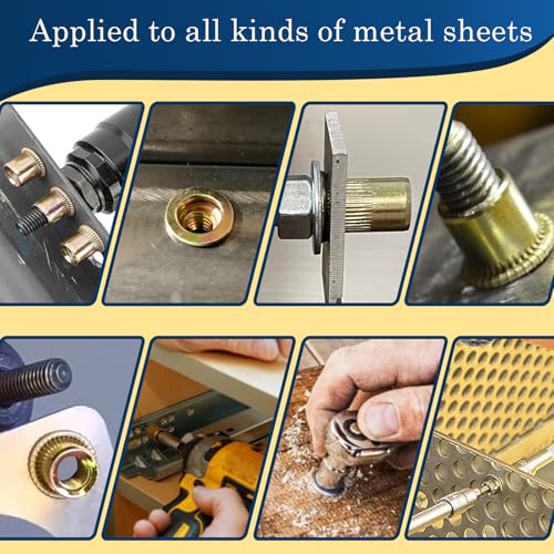 #10-24 Rivet Nut,125Pcs Zinc Plated Threaded Rivnuts Inserts - color: Yellow, size: SAE #10-24 - 125 Pcs