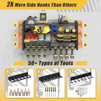 4-Tier Power Tool Organizer Wall Mount, 450LBS Capacity, 8 Drill Holders - size: 32.8" Width 4-Tier