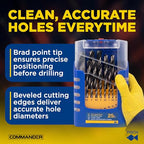 Brad Point Drill Bit Set -Chrome Vanadium Wood Drill, Sizes 1mm-13mm 25 Pcs - size: 1 - 13 mm