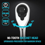 DURATECH Extra Long Handle 3/8-Inch Drive Ratchet, 90-Tooth Ratchet Wrench - size: 3/8" with 12" handle