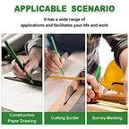 Honoson 200 Pcs Flat Construction Pencils with Printed Ruler Wood Graphite 2 Pcs Carpenter Pencil Sharpener for Woodworking Marking Tool(Green) - color: Green